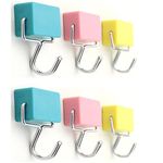 Mural Art All-Purpose Magnetic Hooks Set of 6, Strong Decor Magnetic Hook Hanger for Refrigerator, Workshop, Office, Garage, Kitchen, Bathroom