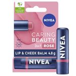 NIVEA Caring Beauty Rose Nude Lip Balm SPF30 (4.8g), 3-in-1 Buttery Lip and Cheek Tint, Rich Colour and 24H Moisturisation with SPF 30 Protection