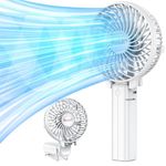 VersionTech Handheld Fan Portable USB Rechargeable with 3 Speeds,Battery Operated Electric Powered Mini Foldable Desk Fan for Home Office Ceiling Travel (White)