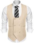 COOFANDY Men's Suit Vest Slim Fit Double Breasted Dress Vest Casual Business Formal Waistcoat