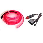 Balabaxer Pink EL Wire Car Kit, 3 m Flexible Neon EL Wire for Cars, DC 12 V, Neon Atmosphere, Glowing Electroluminescent Neon Light (Pink, 3 m)