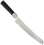 KAI Wasabi Black Bread Knife 23.0 cm Blade Length - Polished 6A/1K6 Stainless Steel 58 (±1) HRC - Black Polypropylene Handle - Serrated Knife - Made in Japan