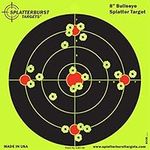 Splatterburst Targets - 8 inch Bullseye Reactive Shooting Target - Shots Burst Bright Fluorescent Yellow Upon Impact - Gun - Rifle - Pistol - Airsoft - BB Gun - Pellet Gun - Air Rifle (50 Pack)