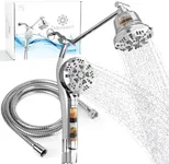 Dual Filtered Shower Head, 8 Layer Filter, Shower Heads with Handheld Spray Combo 6 Spray Option - High Pressure Shower Heads - Easy Installation - Shower Head with Filters US Standards - 1.7 GPM