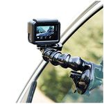 SUREWO Flexible Gooseneck Suction Cup Car Mount Holder for GoPro 13, Flexible Extension Car Windshield Mount with Phone Mount for GoPro Hero 12 11 10 9 8 7 6 5 Black,DJI Action 4/3 and More