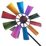 TOG Metal Wind Spinner Garden Windmill Outdoor Yard Lawn Pinwheel Decor Multicolor Iron Weather Resistant