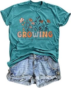 LAZYCHILD Pregnancy Announcement Shirt Women Growing Tiny Human Tshirt Floral Maternity Reveal Tee Pregnancy Tops, Cyan, X-Large