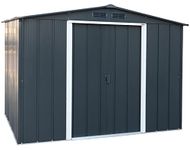 Duramax ECO 8 x 6 (4.77 m2) Metal Garden Storage Shed, Hot-Dipped Galvanized Metal Garden Shed, Tool Storage Shed, Strong Reinforced Roof Structure, Maintenance-Free Metal Shed, Anthracite