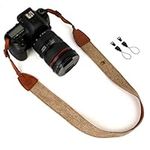 WANBY Weave Camera Canvas Neck Shoulder Camera Strap with Quick Release Buckles Vintage Print Soft Camera Straps for Women Men All DSLR SLR Cameras (Brown)