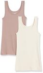 Amazon Essentials Women's Slim-fit Tank, Pack of 2, Beige/Brown, XL