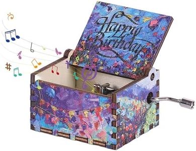 suruim Hand Crank Music Box, Happy Birthday Wooden Music Box, Mini Music Box Playing Melody - Happy Birthday, Vintage Wood Music Box for Birthday Gifts for Family Girlfriend Daughter Lover Women (B)