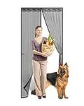 Tuare Fly Screens for Doors, Magnetic Fly Screen Door with Powerful Magnets and Full Frame Magic Tape, Easy to Install Door Fly Screen Curtain, Auto Closer, Keep Bugs, 90 x 210cm/ 35.4" x 82.6"