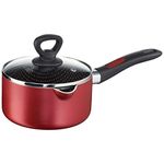 Tefal Simply Chef Aluminium Non-Stick Sauce Pan with Lid (16cm, Rio Red)