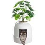 Lifewit Litter Box Cat with Faux Plant & Scoop, Hidden Enclosure Litter Tray with Odor Control & Carbon Filter in Living Room, Bedroom, Corner, White