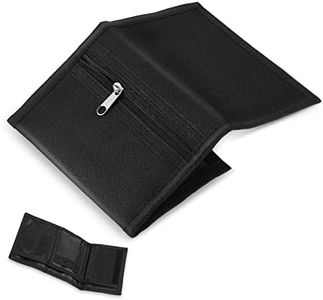 Xuniea Cartera de Lona RFID Delgada Cartera para Deportes al Aire Libre Monedero de Triple de Niños de 4,72 x 3,15 x 0,39 Pulgadas Billetera Deportiva con Cremallera (Negro, Estilo Normal)