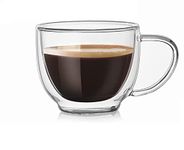 Baskety Double Wall Glass Coffee Mugs, Espresso Cups, Drinking Glasses for Coffee&Tea, Insulated Glass Mugs with Large Handle, Clear Mugs Each 200ml (Pack of 1)
