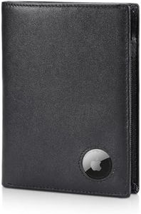 Polare Luxury RFID Blocking Leather Passport Holder Travel Wallet For Men and Women (Black with AirTag Slot)