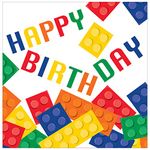 Creative Converting PC102051 Lunch Building Blocks Birthday Paper Luncheon Napkins, 13"-16 Pcs, Multicolor