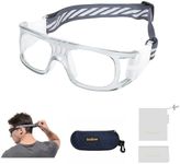 Sports Goggles Glasses Men Racquetball Basketball Football Eyewear Protective Glasses Shock Collision Lens Replaceable (Grey Frame White Pad) (8068)