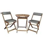 BrackenStyle Livorno Acacia Wood Folding 2 Person Bistro Set - 70cm Diameter - Perfect for Patios, Bistros & Balcony's