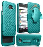 Case with Clip for Jitterbug Smart2, Nakedcellphone [Teal Mint Cyan] Kickstand Cover with [Rotating/Ratchet] Belt Hip Holster Combo for GreatCall Jitterbug Smart2 Phone (5049SJBS2, Smart-2)