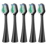 Harobey Replacement Toothbrush Heads for Waterpik Complete Care 5.0/9.0, and Compatible with AquaSonic Duo and Home Dental Center Electric Toothbruh, 5 Count(Pack of 1), Black