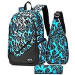 bunie School Backpack for Boys Large Bookbag Boys Backpacks Elementary Middle High School Bags Kids Cool Back Pack Children 7 8 9 10 11 12 13 14 15 16 Years Old (Blue)