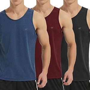 EZRUN Men's Tank Tops Quick Dry Workout Swim Beach Shirts Sleeveless Shirts for Bodybuilding Gym Fitness Training(BurgundyBlueBlack, 4XL)