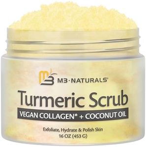 Exfoliating Body Scrub Turmeric Body Scrub and Skin Exfoliator with Collagen and Coconut Oil Gently Exfoliate Face Body Hand and Foot Scrub Moisturizing Body SkinCare products by M3 Naturals