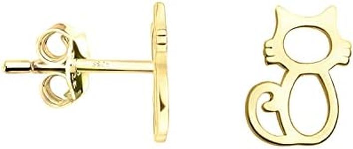SOFIA MILANI - Pendientes para Mujeres en Plata de Ley 925 - Chapados en Oro - Pendiente de Botón de Gato - E1166