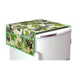 RAINBOW58 1Pc Fridge Cover for Top with 6 Utility Pockets (3D Green Black Leaf Print)