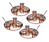 Opullo Stainless Steel Hand Hammered Copper Plated Dinner Set for Kitchen | Steel Thali Set | Stainless Steel Dinner Set for Kitchen | Thali Set for Dinner | Pack of 4 | 24 Pieces