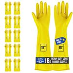 F8WARES 10 Pairs 18inch Long Washable Heavy-duty Reusable Dishwashing Kitchen Industrial Gardening Latex Rubber Cleaning Hand Gloves For Men Women