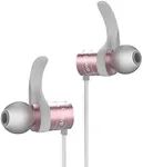 Crave Octane Wireless Bluetooth Earphones, in-Ear Sweat and Water Resistant Stereo Headphones Earbuds with 8 Hour Battery, Magnetic Ends, Built-in Mic - Rose Gold