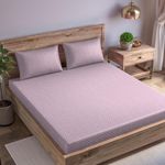 Trance Home Linen Premium Pure 100% Cotton 300TC Jacquard Weave King Size Flat Bedsheet with 2 Pillow Covers | Hypoallergenic & Ultimate Comfort for Skin (108 x 108 inch, Cameo Rose)