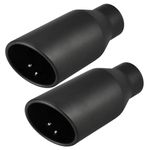 Upower 2.5 inch Inlet 4 inch Outlet Exhaust Tip 2.5" to 4" Exhaust Tailpipe Tips 9" Long Black Weld On 1.2mm Thick Stainless Steel 2 1/2 Inlet Rolled End (Pack of 2)