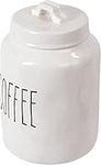 TRUU DESIGN Farmhouse Modern Ceramic Coffee Jar, Creamy White, Wording "COFFEE" design, Perfect Coffee Container, Tableware Collection, Minimalist design, Dimension 3.94"