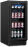 COLOZO 15 Inch Black Beverage Refrigerator Under Counter, 130 Cans Built-in/Freestanding Beverage Cooler, Mini Bar Fridge with Double Tempered Glass Door&Lock, Beverage Fridge for Drink Beer Soda Wine