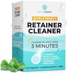 Retainer Cleaner, Denture Cleaner (120 Tablets) Removes Cloudiness, Brightens and Freshens Clear Aligners, Retainers, Night Guards, Mouth Guards, Dental Appliances, Fresh Knight