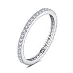 JewelryPalace Half Eternity Cubic Zirconia Wedding Band Stacking Ring Ehancer 14K White Gold 925 Sterling Silver 7