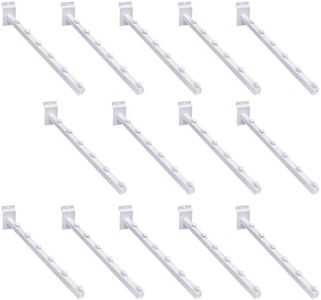 LECEHIVO 14 Pcs 15.7 Inch 6 Ball Waterfall Slatwall Hooks Metal Slat Wall Hanging Board Accessories Heavy Duty Pegs Panel Display for Clothing Retail Shop Garage (White)