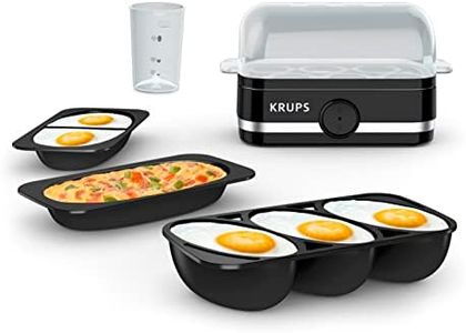 KRUPS: Simply Electric Plastic and Stainless Steel Egg Cooker 6 Eggs 400 Watts Hard, Medium, and Soft Boiled, Poached, Scrambled, Omelets, Rapid Cook Black