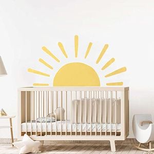 Large Half Sun Wall Decal - Children's Baby Boys Girls Nursery Decor, Kids Room Wall Art, Removable Sunburst Wall Stickers (Sun Wall Decor)