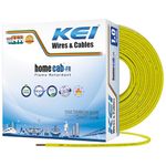 KEI WIRES & CABLES Homecab 1 sqmm 1 Core 99.97% Pure Copper Conductor Flame Retardant House Wire PVC Insulated Cable for Domestic & Industrial Electrical Wiring (Yellow, 90 Meters)