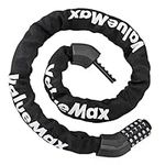 ValueMax Bike Chain Lock, 8mm*1m Heavy Duty Chain Lock with 5-Digit Resettable Codes, High Security Chain and Lock Combination Anti-Theft for Bicycle, Motorcycle, Electric Vehicle, Front Door, Scooter