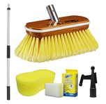 Star brite 040176-1FF Premium Boat Brush 3'-6' Handle Combo with 8" Soft Fiber Block Brush, Yellow