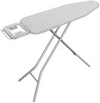 Yaheetech Foldable Ironing Board, Heavy Duty Iron Board with 9 Adjustable Heights, 4 Layer Cover and Safety Iron Rest, 52X14 Compact and Space Saver Iron Board for Home Laundry Room Use, Gray&White