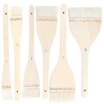 HAKZEON 6 Packs 6 Sizes Flat Hake Brushes, Professional Flat Hake Brushes Set with Long Wood Handle, White Large Area Flat Brush Set for Watercolor, Acrylic, Pottery Painting