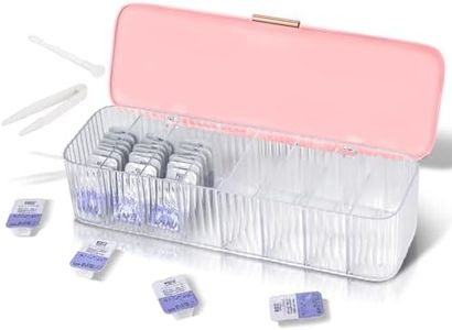 VORDRASSIL P-80 daily contact lens organizer with a Remover & a Tweezer, Disposable Contact Lens Dispenser, Clear Plastic Box for All Brands Daily Lens (Pink).