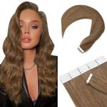 SEGOHAIR Tape in Hair Extensions Human Hair 20pcs Extensions,100% Real Remy Hair Extensions 20" Natural Invisible Straight with 10pcs of Hair Extension Tapes-Chestnut Brown